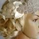 Petal Bandeau bridal headband, The Great Gatsby Headband, 1920s Headpiece, Flapper 1920's,Ivory petal rhinestone crystal headband,