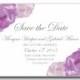 Printable Wedding Save Date Template "Romantic Purple Floral - Rustic Wedding" 