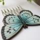 x2 Beautiful Butterfly Hair Comb Set Something Blue Bridal Hair Accessory Barrette Hair Clip Pretty Fashion Statement Ready to Ship