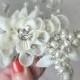 Ivory Bridal Comb, Swarovski Crystals and Pearls, Organza Hair Flowers, Hair Vine - ISOLDE
