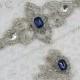 Best Seller - CHLOE II - Sapphire Blue Wedding Garter Set, Wedding Lace Garter, Rhinestone Bridal Garters, Something Blue