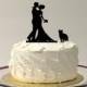 CAT + BRIDE + GROOM Silhouette Cake Topper  With Pet Cat Family of 3 Silhouette Wedding Cake Topper Bride and Groom Cake Topper