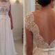 Deep V-Cut Lace Chiffon Wedding Dress Boho Wedding Dress