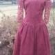 Vintage 1970s Wine/Burgandy/Maroon Womens Taffeta And Lace Special Occasion/Prom/Bridesmaid/Holiday Dress Size S