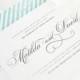 Angelic Script Wedding Invitation - Calligraphy, Classic, Blue, Stripes, Swirls, Classy -  Wedding Invitation - Deposit to Get Started