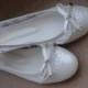 Handmade lace ivory flat wedding shoe designed specially  #1006