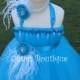 Turquoise White Tutu Dress Flower Girl Dress Wedding Birthday Holiday Picture Prop 12, 18, 24 Month, 2T, 3T,4T Flower Girl Tutu Dress