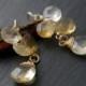 Citrine Earrings 14K Gold Fill, Citrine Gemstone Faceted Teardrop Flowering Petal Dangle Earrings Hippie Boho Bride Wedding Flower Delicate