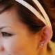 WHITE SILK DOUBLE strand dupioni shantung slub pure satin wedding bridal skinny Headband by Mixbaby
