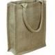 Natural Burlap Jute Shopping Tote Bags 9" x 11" x 4" - Wholesale Gusset Jute Favor Bags 