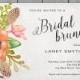 Bridal Brunch  Invitation / Coral Feather and Floral Script Invitation / PRINTABLE INVITATION / #1258