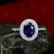 Blue Sapphire Halo Diamond Engagement Ring Urania Oval Cut Double Diamond Halo Custom Size White-Yellow-Rose Gold-10k-14k-18k-Platinum