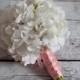 White Hydrangea Wedding Bouquet - White and Blush Pink Hydrangea Bouquet