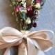 Fall or Winter Wedding  Brides Bouquet of Lavender Roses Larkspur Gilded and Green Wheat and other dried flowers