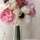 JennysFlower Shop 10'' Blooming Peony and Anemone Silk Artificial Wedding Bridal Bouquet/ Home Flower(Pink/Cream)