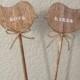 Cake toppers, wooden bird signs, photo props, Just Married, so cute, rustic, shabby chic