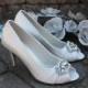 Ivory Wedding Shoes - Crystal Toe Embellishment - Available In Pastel Colors - 3 Inch Heel - Wedding Pumps - Bridal Shoes - Bling Shoes