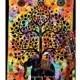 Indian Cotton Black Elephant Tree Tapestry