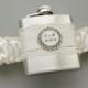 Personalized Satin & Lace FLASK GARTER -- Ivory (also available in black or white) - Bridal Garter - Garter with Flask