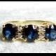 Sapphire Engagement Ring, Three Stone Blue Sapphire Diamond Filigree Engagement Ring 14K Gold, 1.5 Ct Sapphire September Birthday