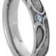 Aquamarine Engagement Ring, Palladium Wedding Band With Meteorite, Aquamarine Ring For Women