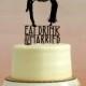 Wedding Cake Topper with Silhouettes - Eat Drink and be Married - Art Deco Inspired - MADE TO ORDER