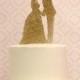 Silhouette Wedding Cake Topper  - in gold glitter - CUSTOMIZED with YOUR  OWN Silhouettes