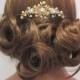 Gold bridal hair comb, Gold wedding hair comb, Flower hair comb, Rhinestone hair comb, Vintage style hair accessory