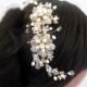 Bridal headpiece, Gold wedding headpiece, Gold hair comb, Bridal hair vine, Rhinestone and pearl headpiece