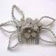 Full Bloom leaf and flower rhinestone bridal comb SMALLER SIZE