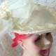 Sale 70s Vintage Bridal Headpiece Hat White Tulle Beaded Pearls Bride Wedding Retro Photo Prop by picadillymarket