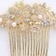 Rhinestone Gold Comb Crystal Pearl Gold Bridal Hair Piece Wedding Jewelry Gold Hair Combs Gatsby Old Hollywood Bridal Headpiece