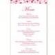 Wedding Menu Template DIY Menu Card Template Editable Text Word File Instant Download Red Menu Heart Menu Card Pink Printable Menu 4x7inch