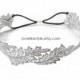 Silver Leaf  Metallic Lace Elastic Headband, Silver Lace Headband, Bridal Headband, Bridesmaid Headband, Boho Headband