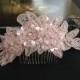 Bridal Hair Accessories, Wedding Head Piece, Blush Pink Beaded Lace, Comb
