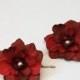 Set of 2 burgundy red delphinium flower hair pins, bridal, bridesmaids hair pieces