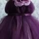 Flower Girl Tutu Dress, Photo Prop, in Deep Purple,  with Delicate Oversized Purple Flower