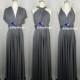 Bridesmaid Dress Dark Gray Charcoal Grey Floor Length Wrap Convertible Multi Ways Twist Infinity Dress