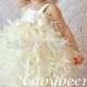 Flower Girl Dress Feather Flower Girl Dress - SWAN - Girls dress - Made to Order - Ivory flower girl dress, white dress, feather dress