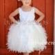 Flower Girl Dress, Flower girl dress, Feather Dress, tulle dress - France - Made to Order Girls Sizes - Girls Sizes - 12m, 2t, 3t, 4t