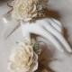 Wrist Corsage and/or Boutonniere, Sola Flowers, Rustic Country Wedding, Corsage & Boutonniere. Made to Order.
