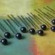 12 Night Navy Blue 8mm Swarovski Crystal Pearl Hair Pins