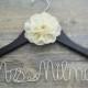 Personalized wedding hanger with flower, custom  wedding name hanger, personalized bridal hanger bridesmaid hangers, Bridal shower gift