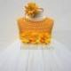 Yellow Daffodil Flower girl dress, tutu dress bridesmaid dress, princess dress, silk crochet top tulle dress Daffodil dress in yellow