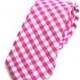 Men's Tie - Hot Pink Fuchsia Gingham - Magenta and White Checks