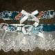 Miami Dolphins NFL football Ivory Cream Lace trim Sequin Garter set