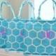 SALE ...SET of 10 Personalized Wedding Bridesmaid Tote Gifts in Honeycomb Print in Turquoise Monogram