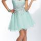 A-line Sweetheart Natural Short/Mini Sleeveless Sequins Ruffle Zipper Up Organza Pink Mint Prom / Homecoming / Cocktail Dresses By Mori Lee 9252