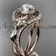 Unique 14kt rose gold diamond leaf and vine wedding ring, engagement ring ADLR244