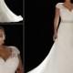 Stunning Lace Plus Size Wedding Dresses Beaded Sash 2015 Capped Applique V-Neck Sequins Sheer A-line Chapel Train Bridal Dresses Ball Gowns Online with $128.17/Piece on Hjklp88's Store 